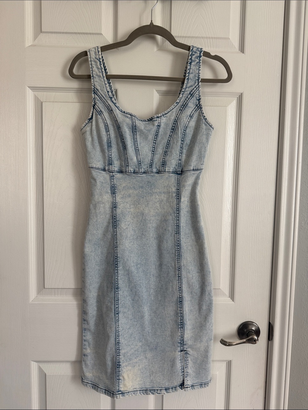 Rewash Acid Wash Denim Corset Bustier Mini Dress S